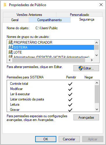 pasta não está acessível - 2