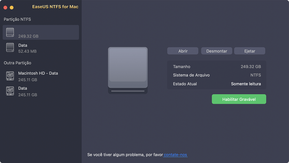 Ejete a unidade NTFS do Mac