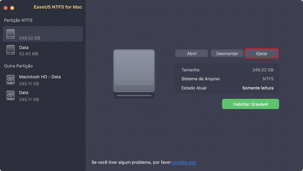 Ejete a unidade NTFS do Mac
