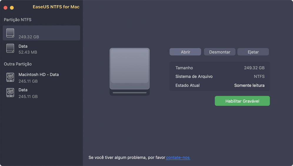 Abra a unidade NTFS no Mac