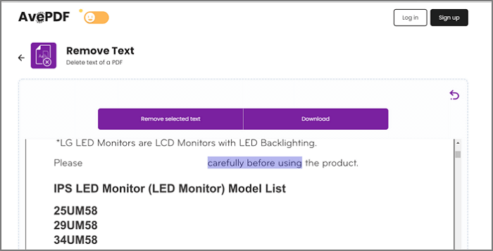 remover o texto do pdf usando a ferramenta online