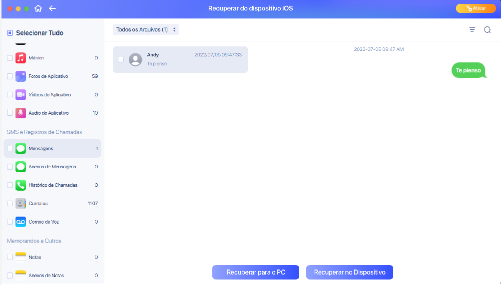 Recuperar mensagens/anexos de mensagens do iPhone - 3