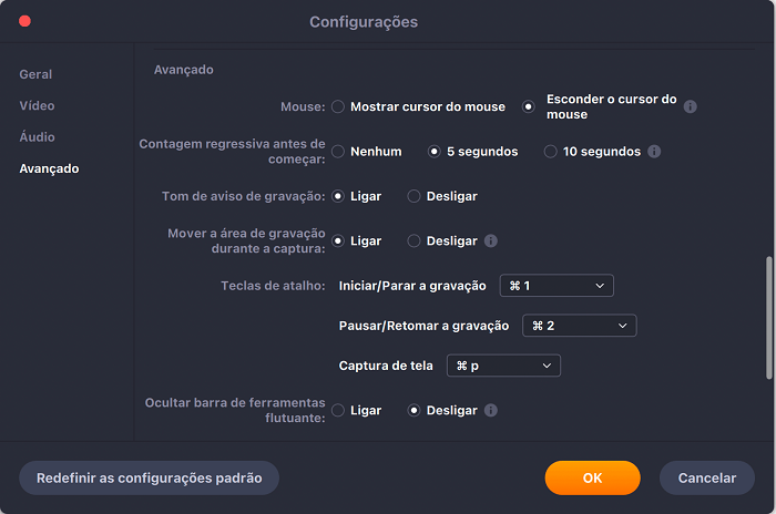 configurações