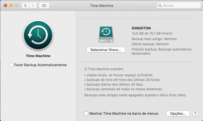 Fazer backup de dados do Mac