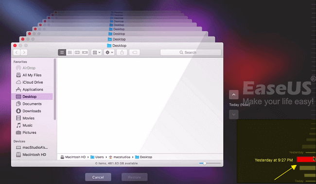 Verifique os arquivos substituídos do backup do Time Machine.