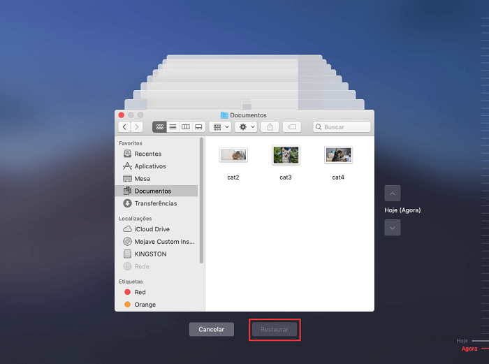 Restaurar arquivos substituídos do backup do Time Machine no Mac