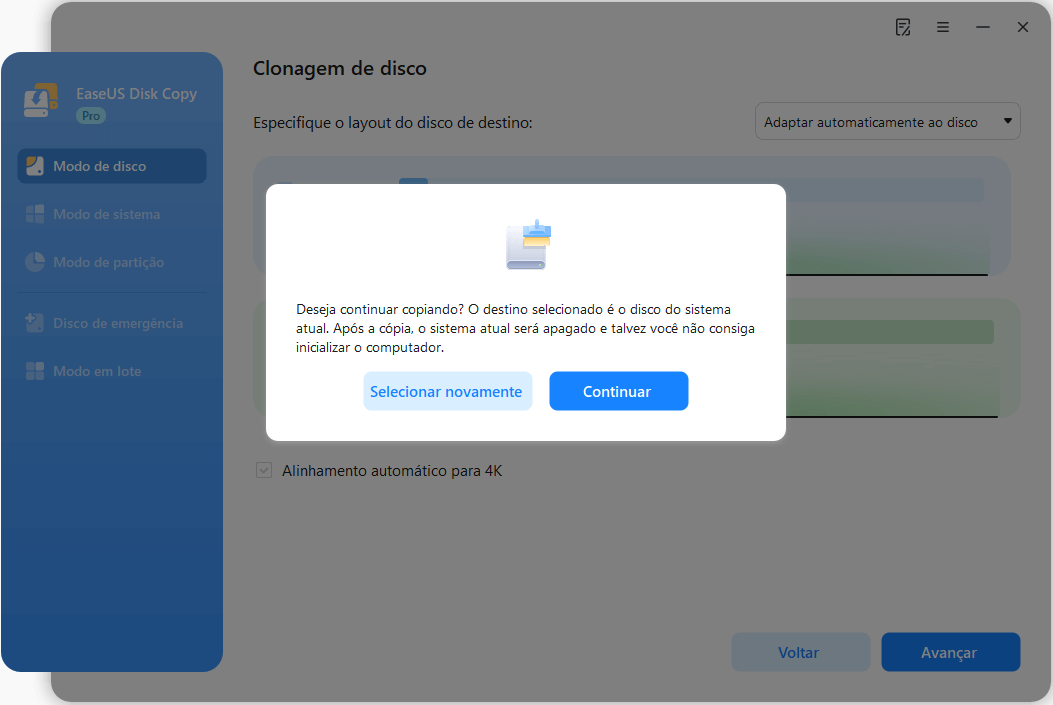 verificar o layout do disco