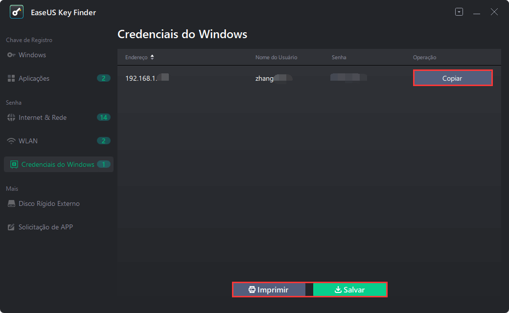 Salvar nomes de usuário e senhas de credenciais do Windows de uma só vez