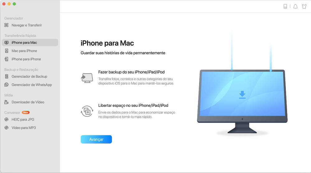 como transferir dados do iPhone para o Mac - passo 1