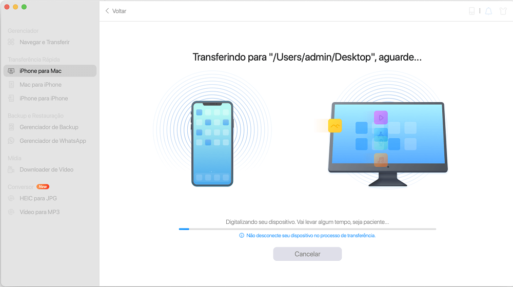 como transferir dados do iPhone para o Mac - passo 3
