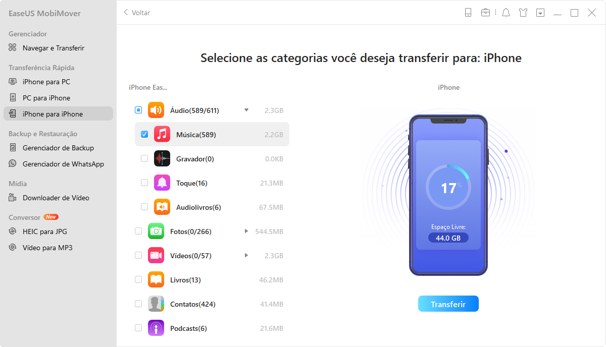 como transferir músicas de um iPhone para o outro - etapa 2