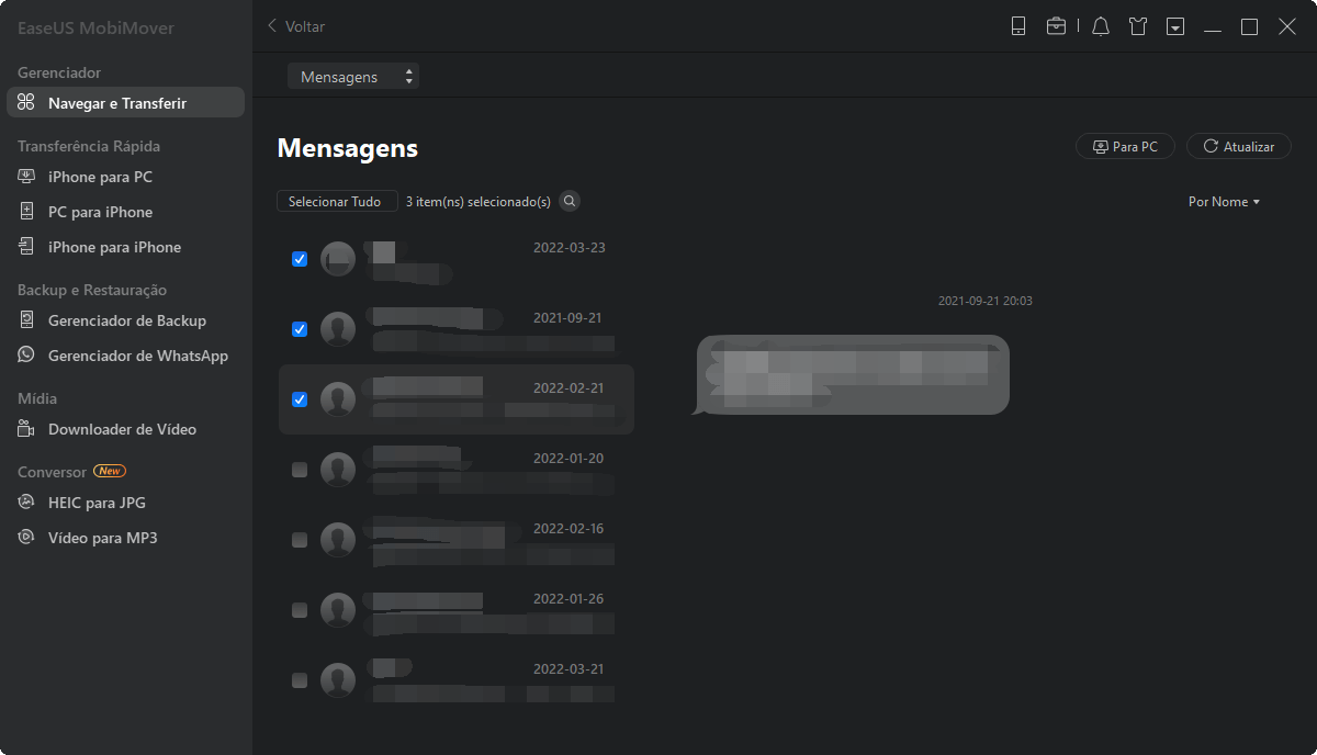 Como salvar mensagens de texto do iPhone no computador - Etapa 3