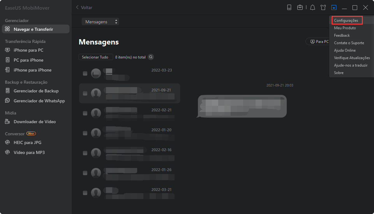 Como salvar mensagens de texto do iPhone no computador - Etapa 2