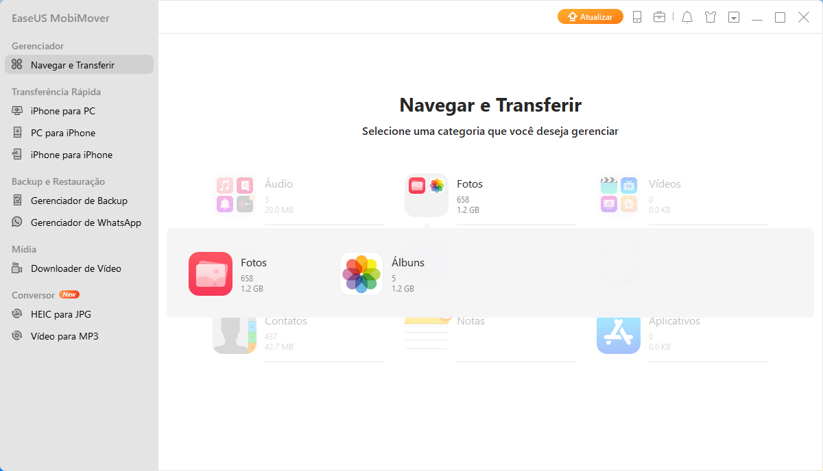 Como mover fotos do iPhone para o iPhone - Passo 1