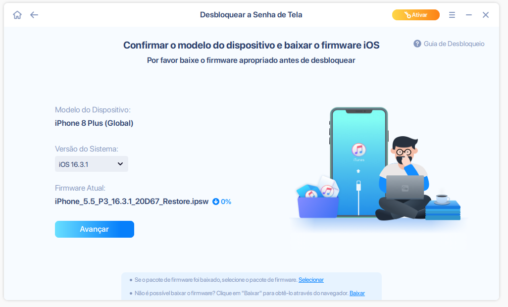 Baixe ou selecione o firmware