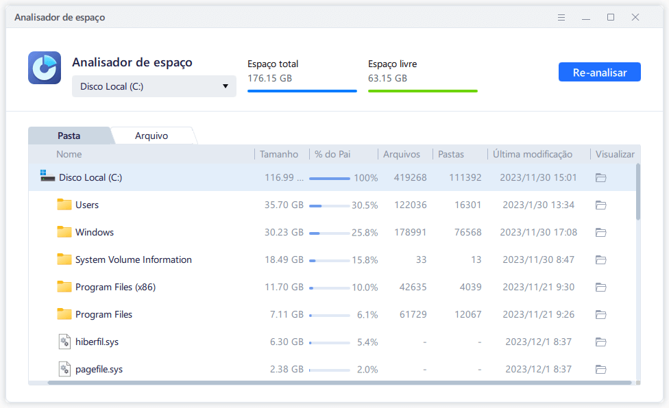 analisador de espaço