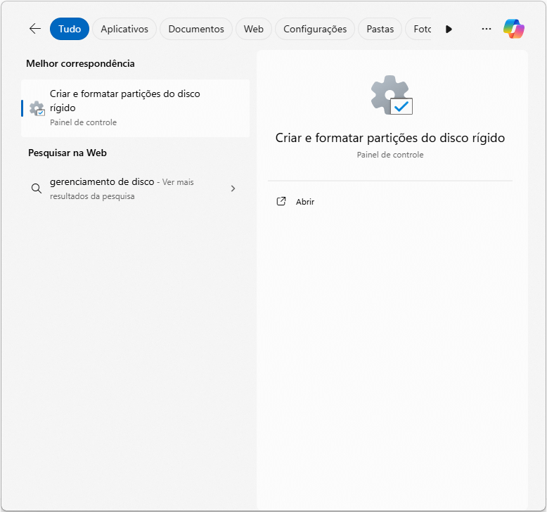 Criar e formatar partições do disco rígido