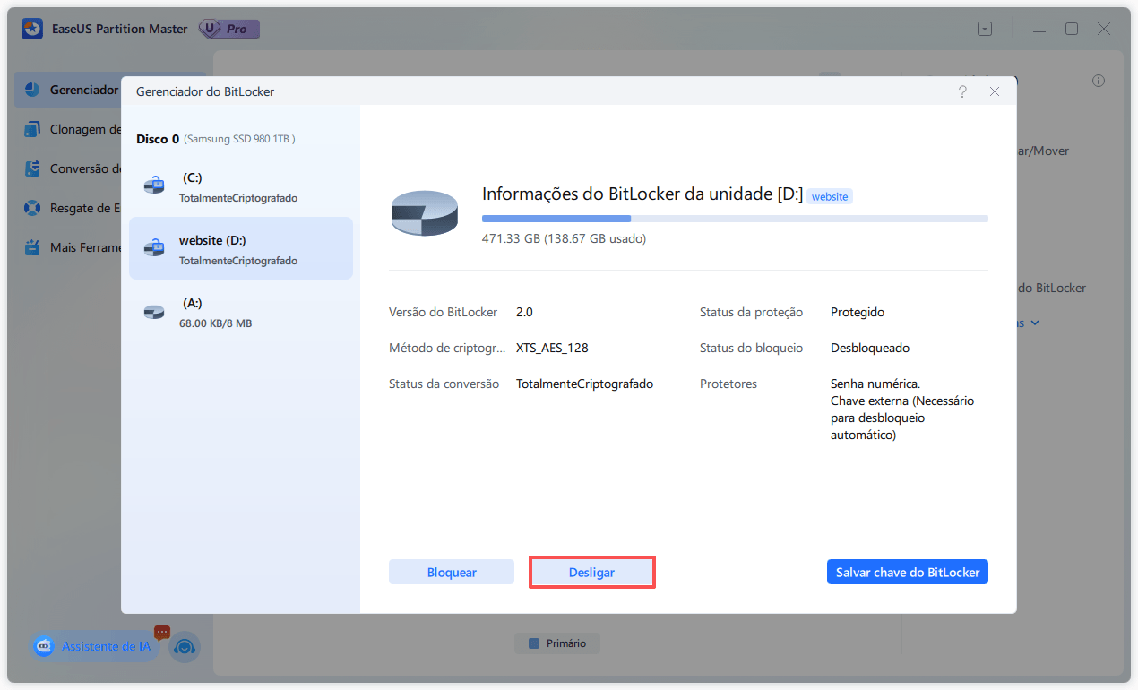 desativar bitlocker - 3