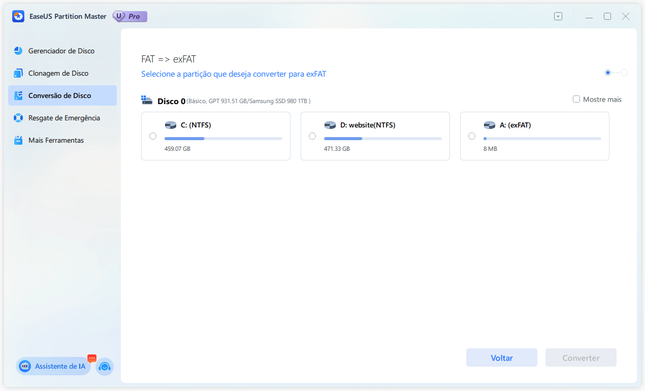 novo sistema de arquivos atual