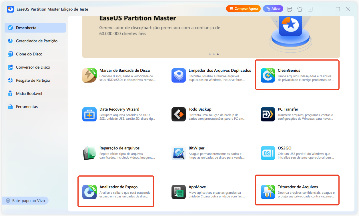 analisador de espaço cleangenius