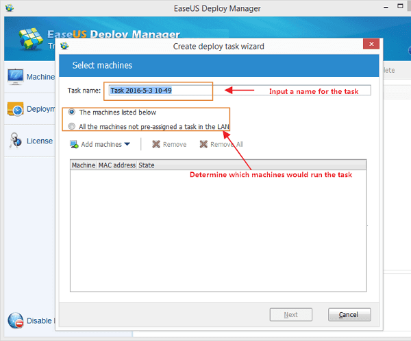 Crie uma tarefa para instalar o SO em vários computadores ao mesmo tempo.