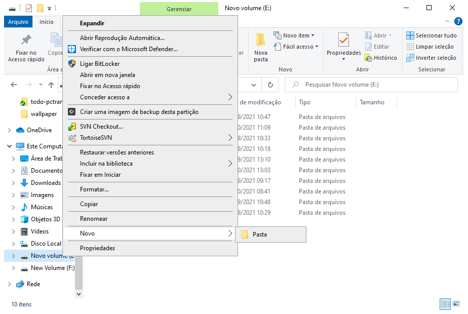 criar uma nova pasta