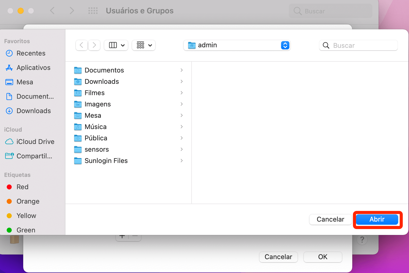 clicar em botão de abrir