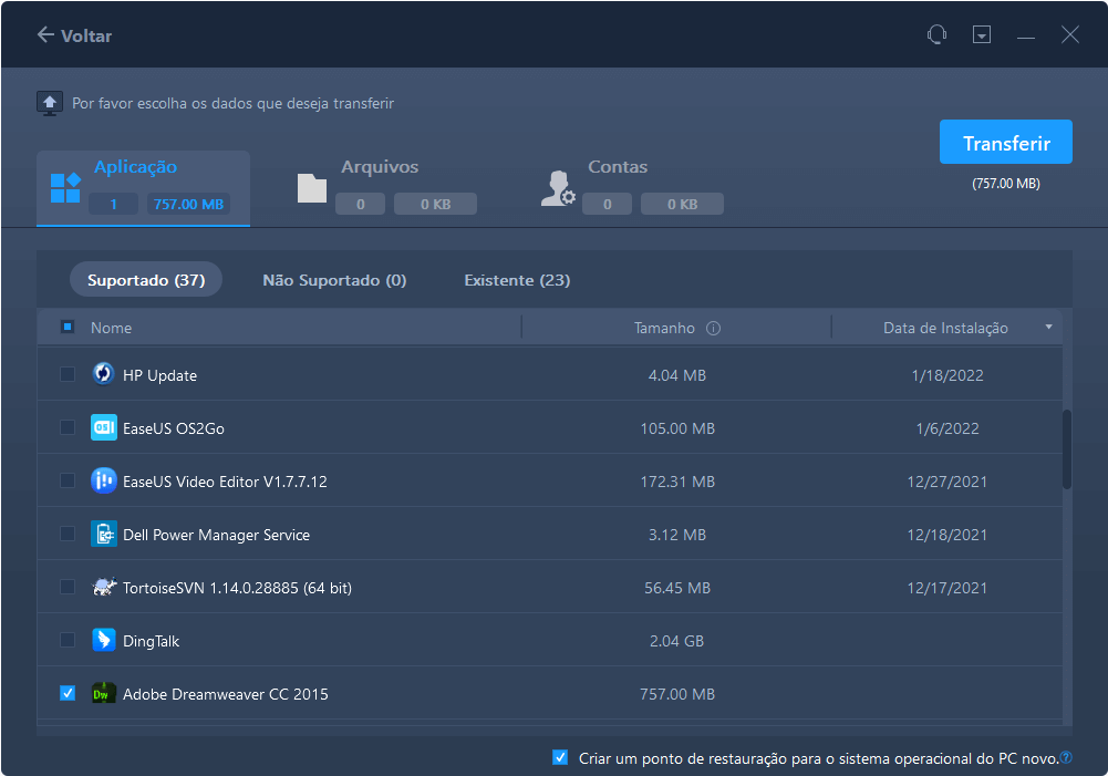 escolha o adobe para transferir de um computador para outro