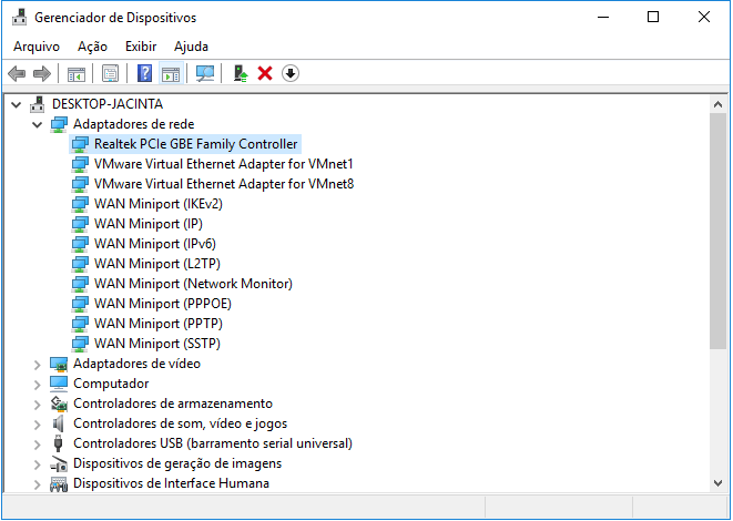 clicar duas vezes em placa de rede