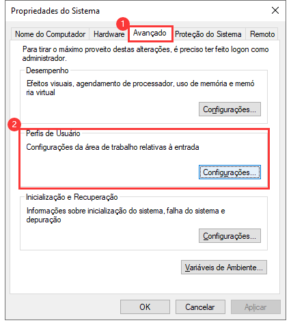 propridades do sistema