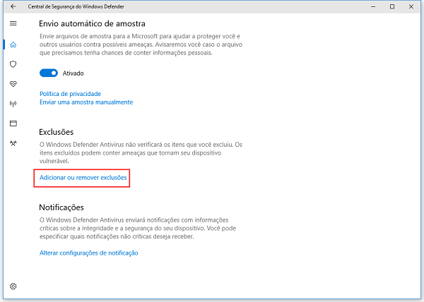 adicionar uma exclusão ao Windows Defender para corrigir o alto uso de disco-3