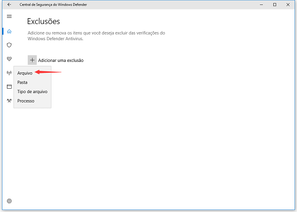 adicionar uma exclusão ao Windows Defender para corrigir o alto uso de disco-4