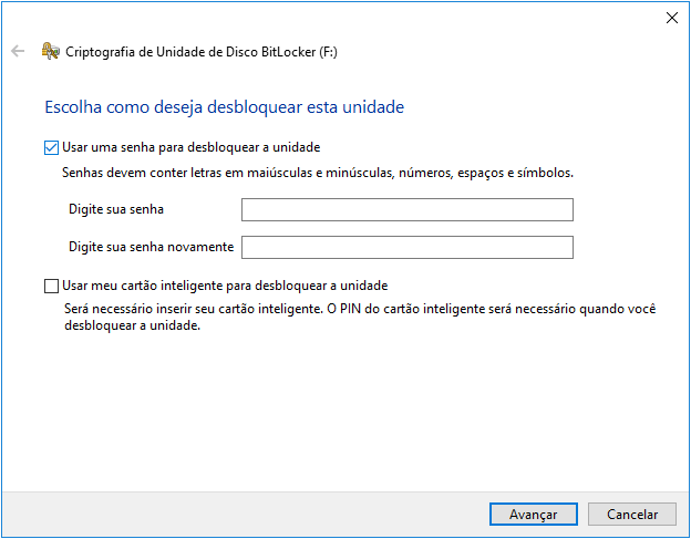 senha proteger usb