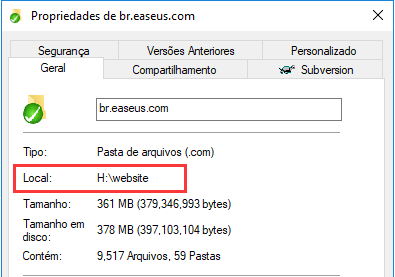 verifique a localização do arquivo