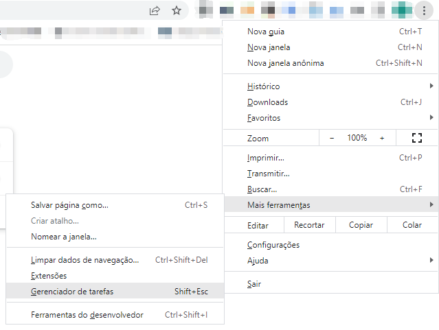 gerenciador de tarefas do chrome