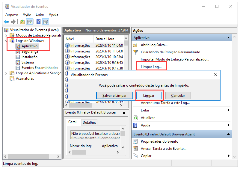 Consertar o Windows Explorer parou de funcionar - limpar log