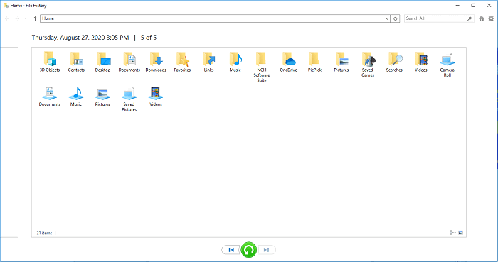 restauração do painel de controle