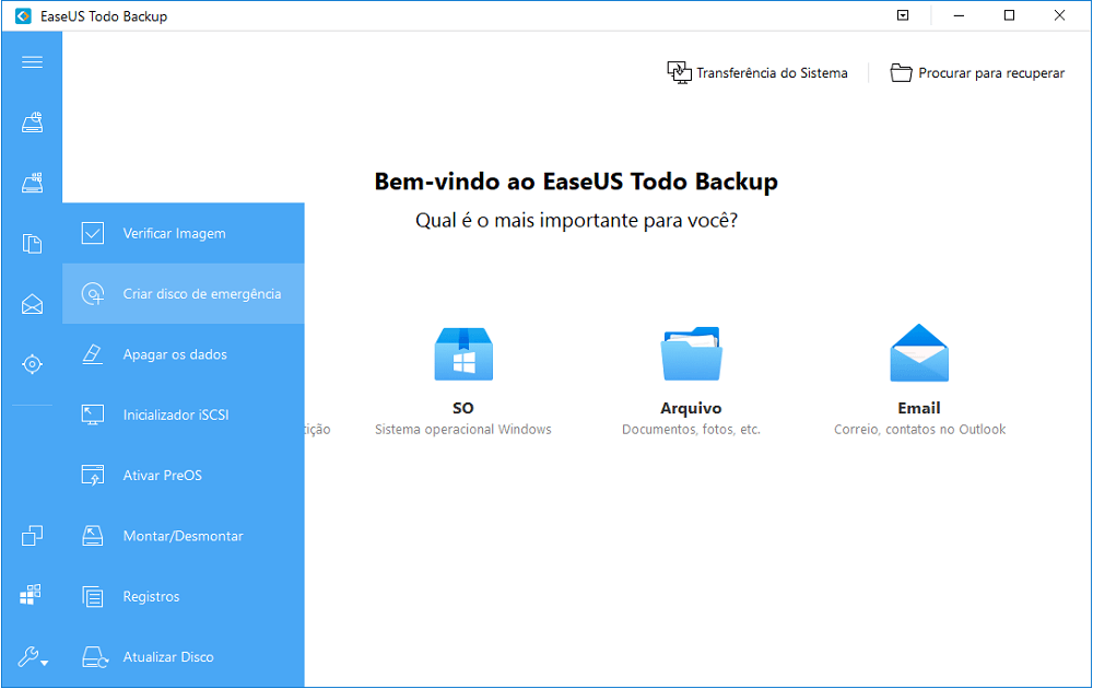 criar disco de emergência WinPE
