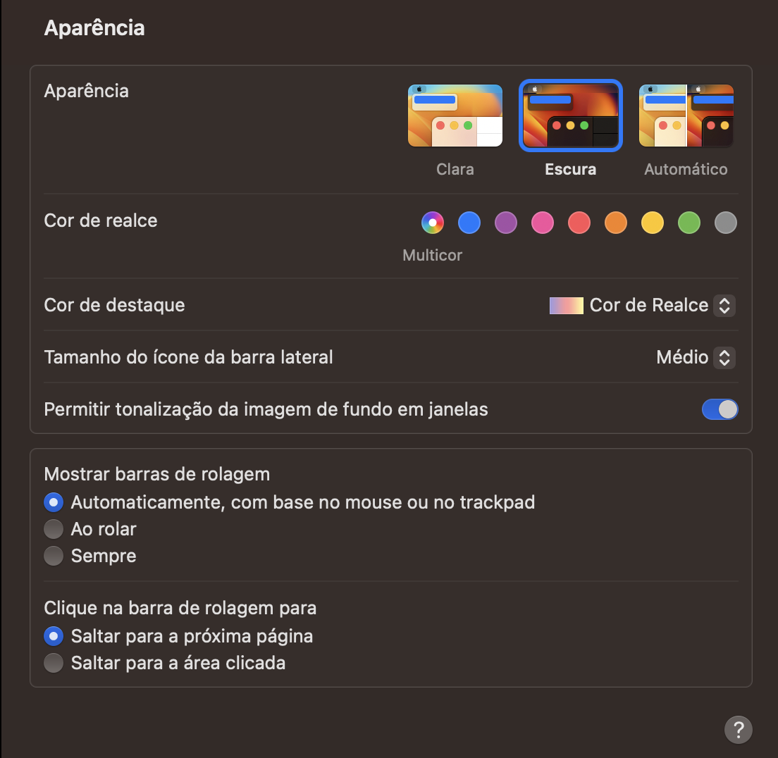 ativar o modo escuro do Mac