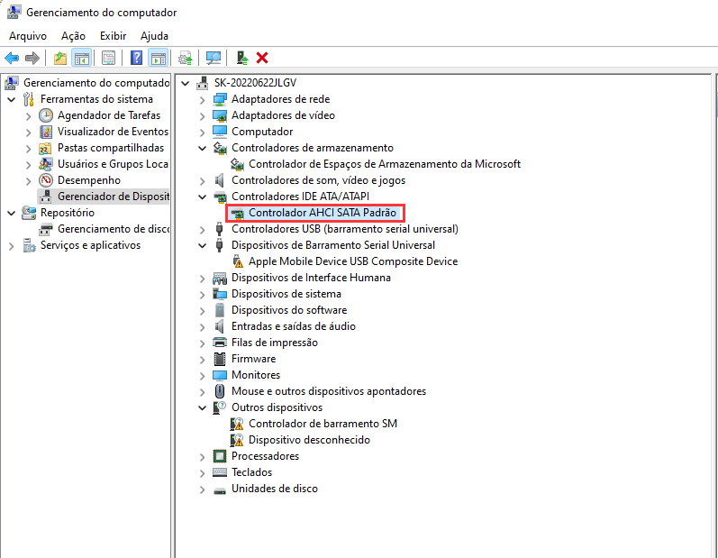 controlador SATA AHCI