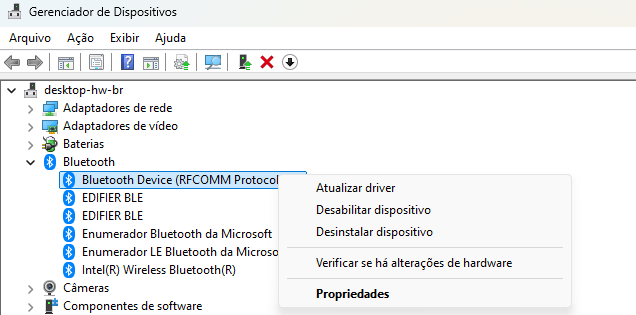 atualizar drivers bluetooth