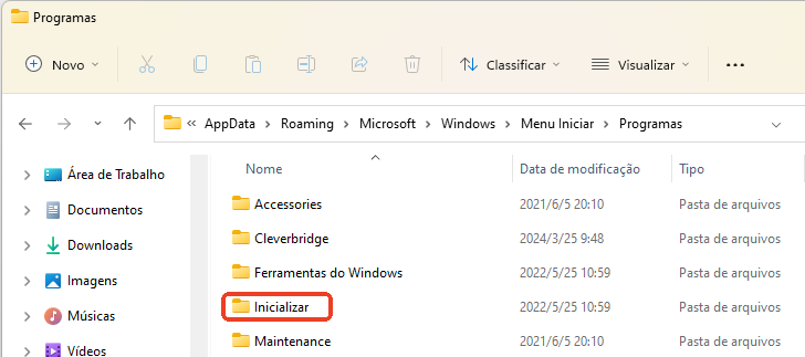 localização da pasta de inicialização do windows 10
