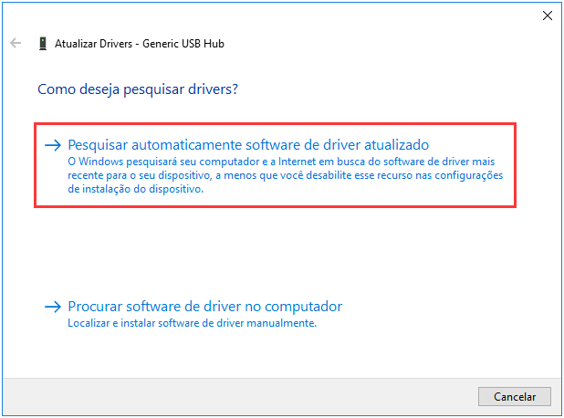 atualizar o driver para corrigir o fato de o disco rígido externo não ser reconhecido após ser desconectado
