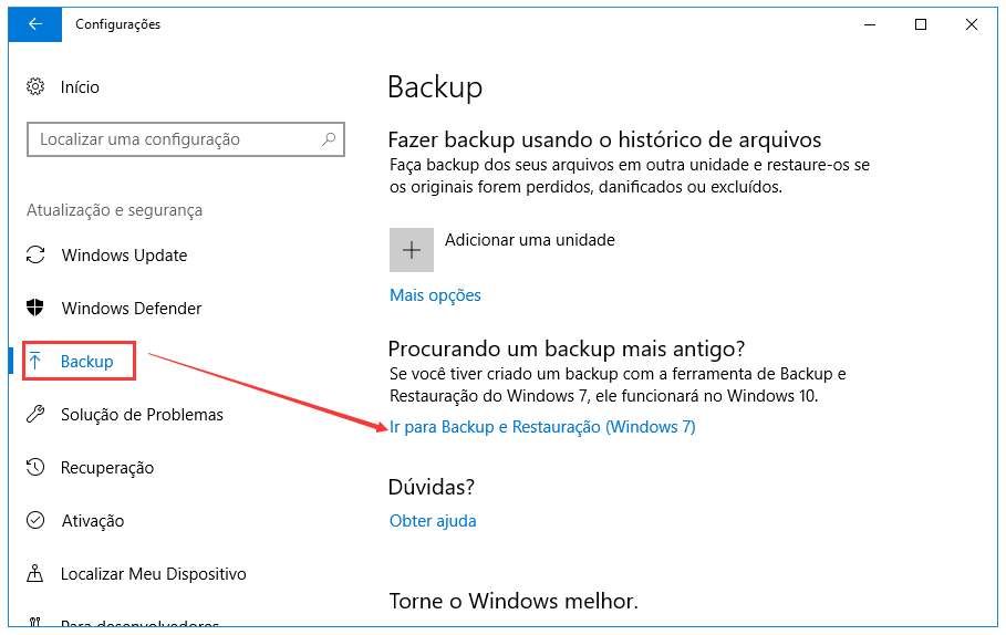 encontrar backup do windows