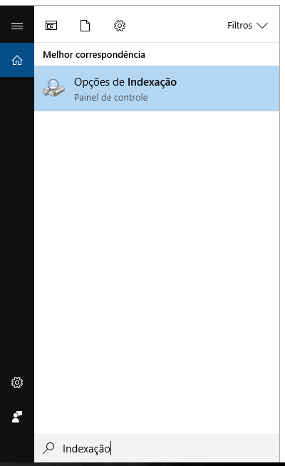 opções de indexação