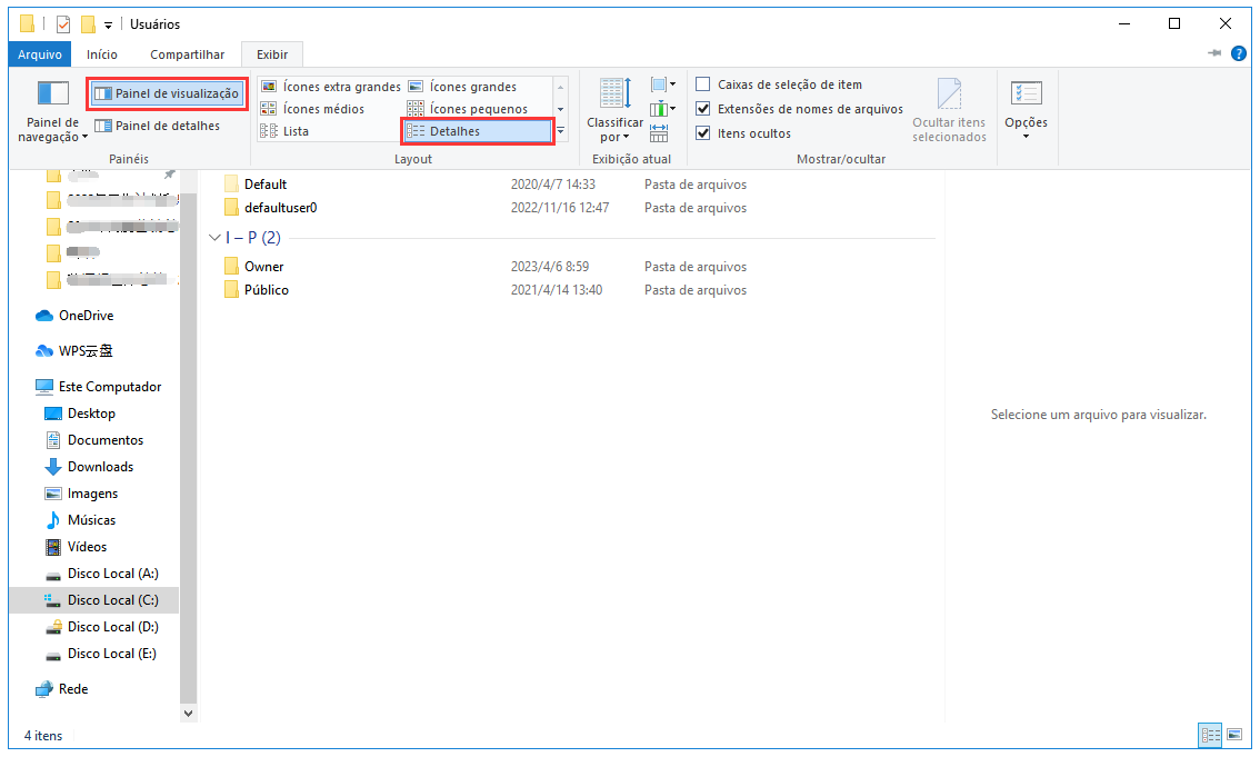selecione detalhes no explorador de arquivos