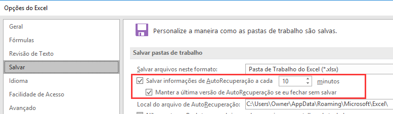 Ativar o recurso AutoSalvar no Excel.