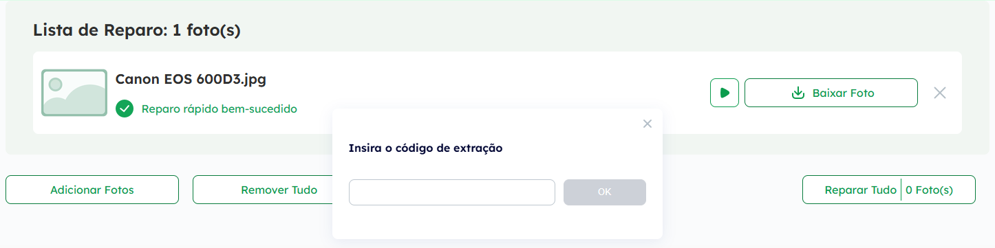 digite o código para baixar fotos