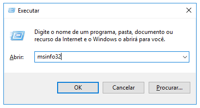 informações do sistema aberto em execução