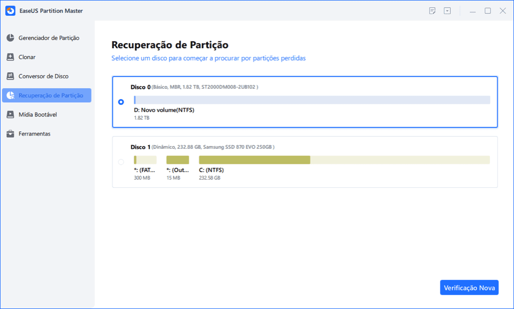 Verifique partições perdidas